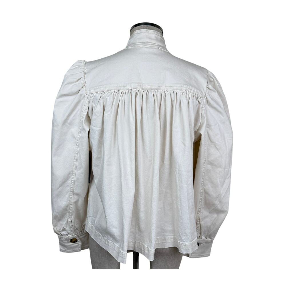 Scoop Puff Sleeve Cotton Jacket Cropped Trench Stand Collar Romantic Soft Girl M - Picture 5 of 11